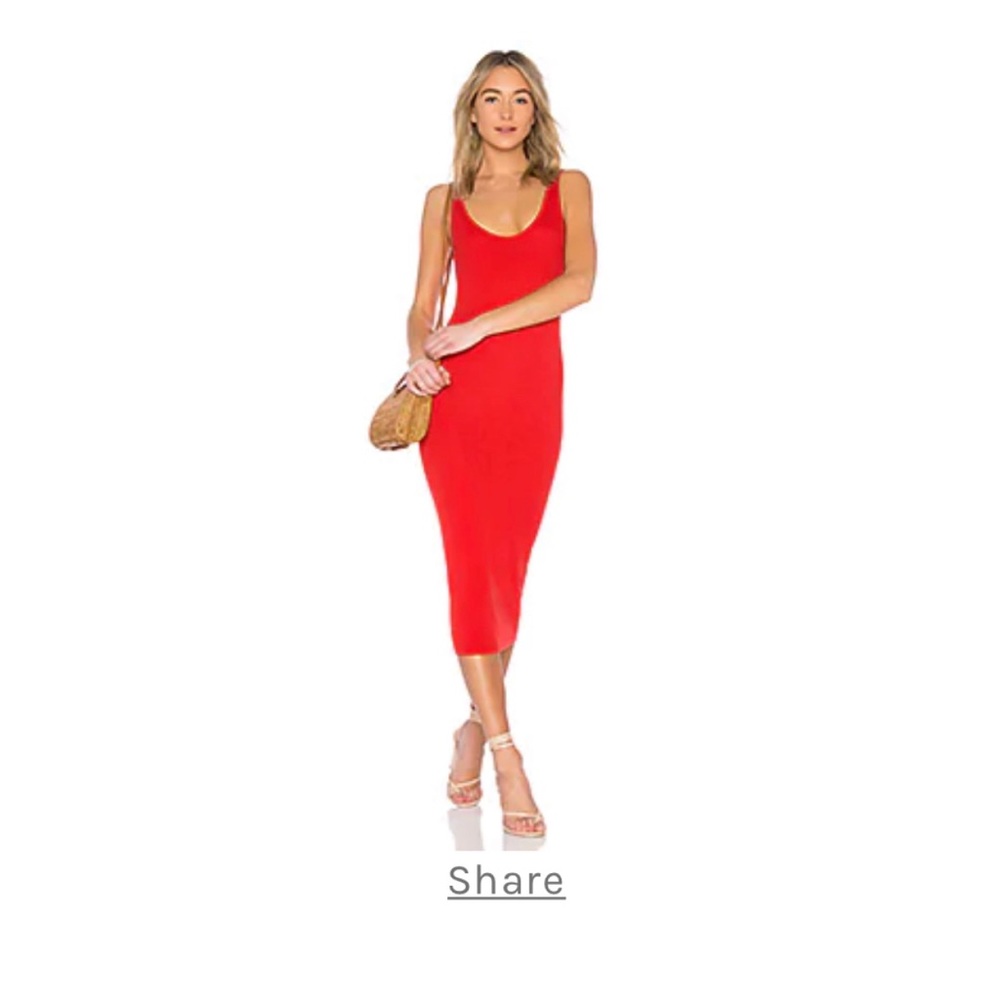 Enza Costa silk ribbed midi dress size S blood orange